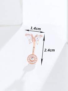 Anillo del vientre del ombligo de la decoración de la mariposa, joyería unisex de la perforación del cuerpo del punk de la moda - Oro rosa - Ver 3