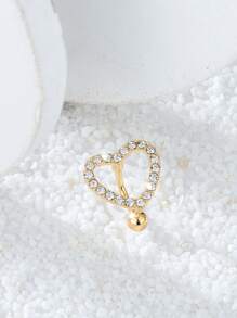 1入組時尚立方體方晶鋯石心裝飾用品臍環適用於女士們日常穿著 - 金黃色 - 查看 1