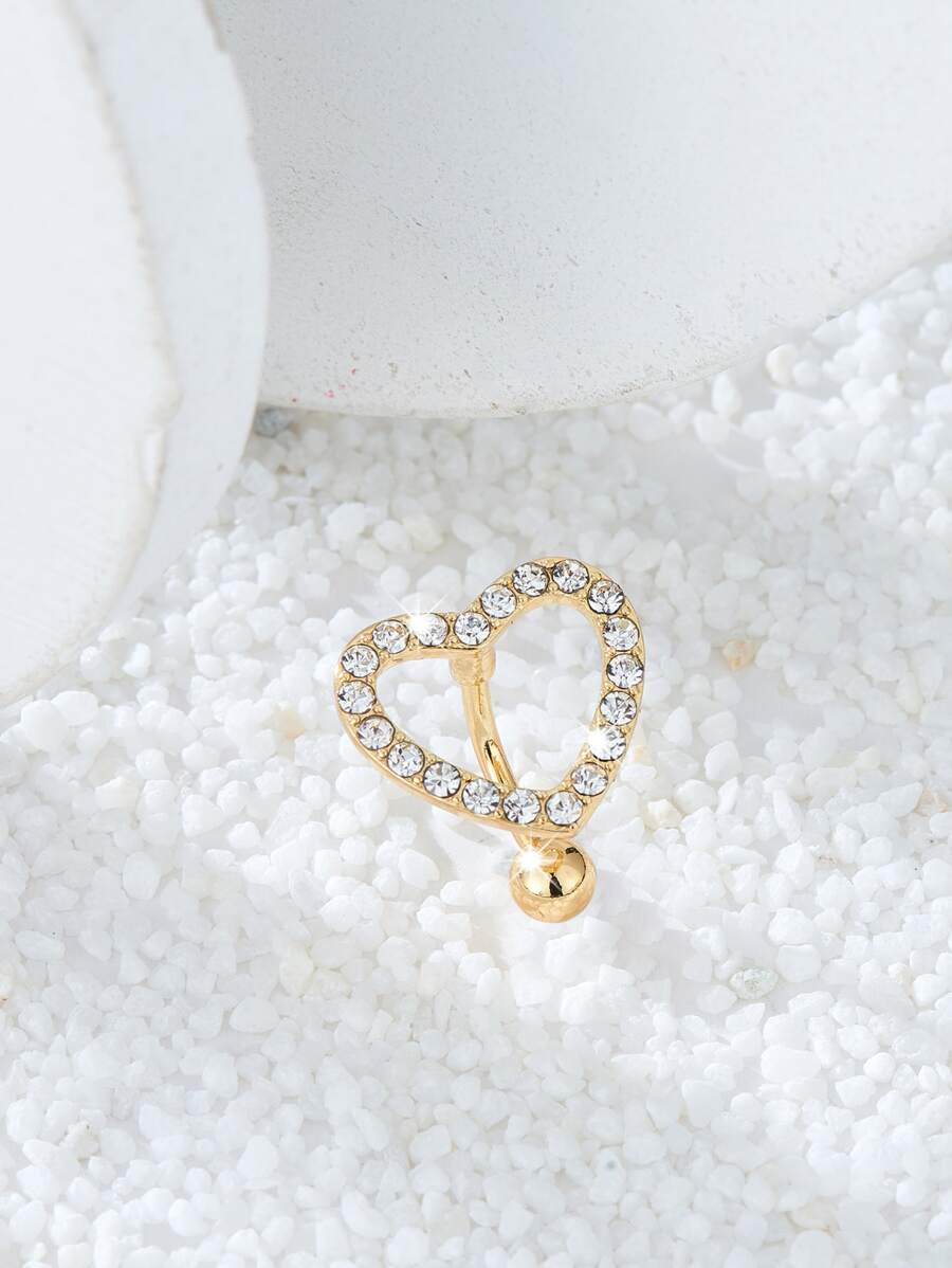 1入組時尚立方體方晶鋯石心裝飾用品臍環適用於女士們日常穿著 - 金黃色 - 查看 1