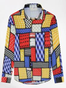 CLOUDSTYLE Áo sơ mi Nam Nút Chắp vá Kỳ nghỉ - Nhiều màu - Xem 1