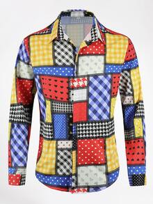 CLOUDSTYLE Áo sơ mi Nam Nút Chắp vá Kỳ nghỉ - Nhiều màu - Xem 7