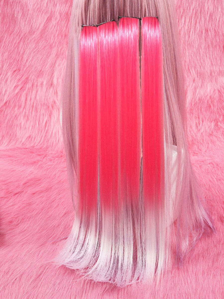 ROMWE Kawaii 5pcs Long Straight Synthetic Hair Extension - Multicolor - View 1