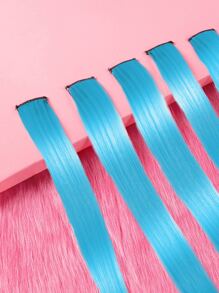 ROMWE J-Fashion 5入組長款直筒合成纖維接髮 - 藍色 - 查看 3