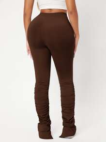 SHEIN SXY Quần nữ Xù màu trơn Gợi cảm - Màu nâu Sô-cô-la - Xem 2