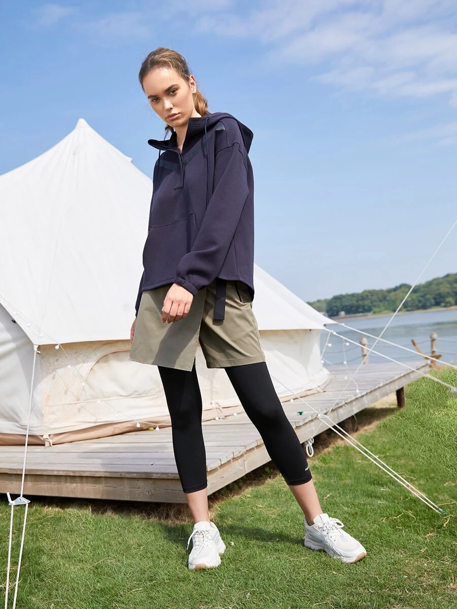 SHEIN Unity Straight Leg Draped Skort - Army Green - View 1