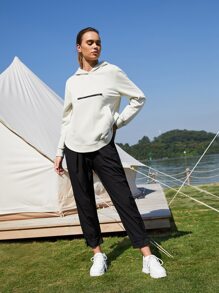 SHEIN Áo sweatshirt nữ dáng rộng, vạt cong, kiểu dáng thường ngày - trắng - Xem 1