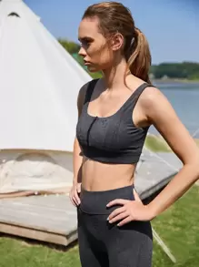 SHEIN Zíper Impressão de pele de cobra Camisetas esportivos femininos