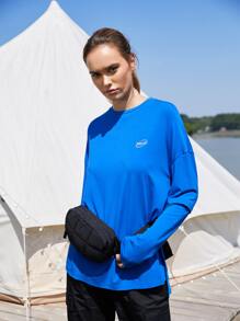 SHEIN EZwear Modal Oversized 2 In 1 T-Shirt - Blue - View 4