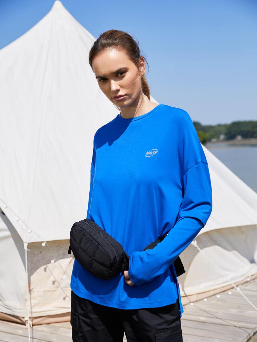 SHEIN EZwear Camiseta Modal amplio 2 en 1 - Azul - Ver 1