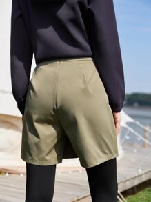 SHEIN Unity Straight Leg Draped Skort - Army Green - View 2