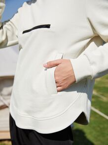 SHEIN Áo sweatshirt nữ dáng rộng, vạt cong, kiểu dáng thường ngày - trắng - Xem 3