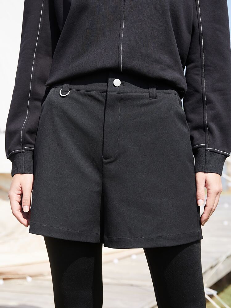 SHEIN EZwear Shorts viscosa de pierna recta - Negro - Añade 1