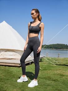 SHEIN Zíper Impressão de pele de cobra Camisetas esportivos femininos