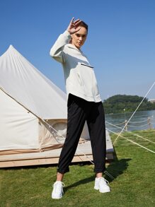 SHEIN Áo sweatshirt nữ dáng rộng, vạt cong, kiểu dáng thường ngày - trắng - Xem 6