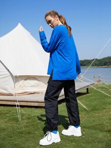 SHEIN EZwear Modal Oversized 2 In 1 T-Shirt - Blue - View 7