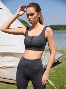 SHEIN Top tank deportivo patrón de piel de serpiente corto - Gris Oscuro - Ver 9