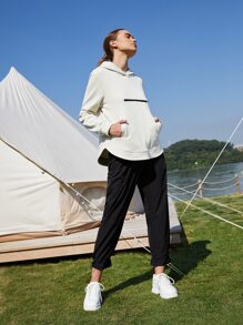 SHEIN Áo sweatshirt nữ dáng rộng, vạt cong, kiểu dáng thường ngày - trắng - Xem 7