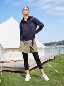 SHEIN Unity Straight Leg Draped Skort - Army Green - View 7