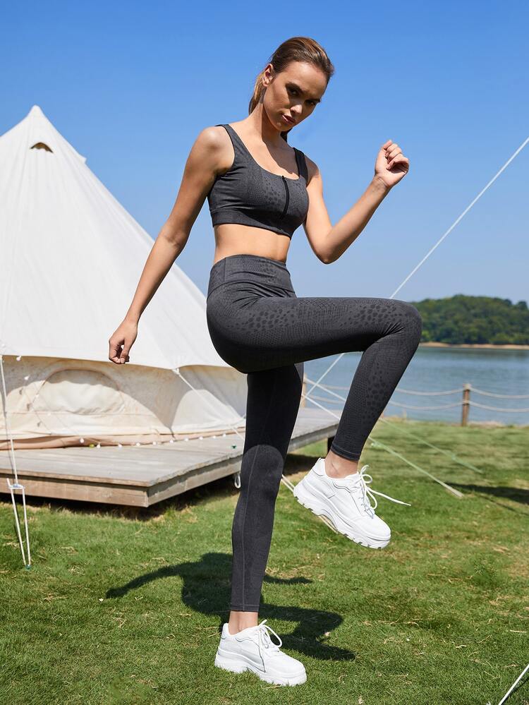 Snakeskin Crop Sports Tank Top