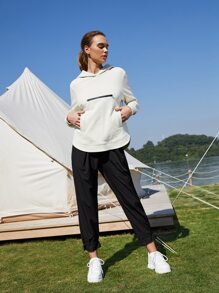 SHEIN Áo sweatshirt nữ dáng rộng, vạt cong, kiểu dáng thường ngày - trắng - Xem 8