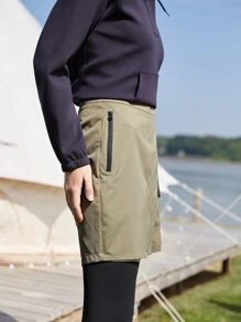 SHEIN Unity Straight Leg Draped Skort - Army Green - View 8