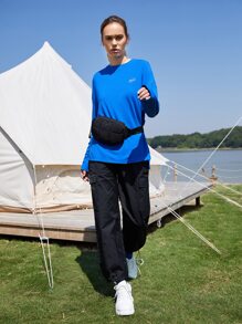 SHEIN EZwear Modal Oversized 2 In 1 T-Shirt - Blue - View 10