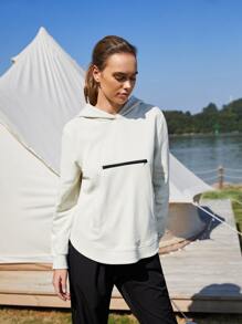 SHEIN Áo sweatshirt nữ dáng rộng, vạt cong, kiểu dáng thường ngày - trắng - Xem 10