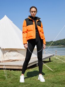 SHEIN EZwear COLOURBLOCK EMBROIDERY PUFFER COAT - Multicolor - View 11