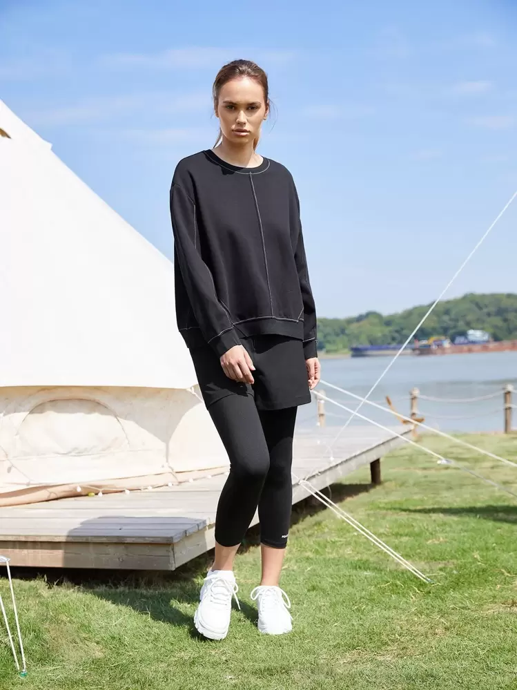 SHEIN EZwear Shorts viscosa de pierna recta - Negro - Añade 5
