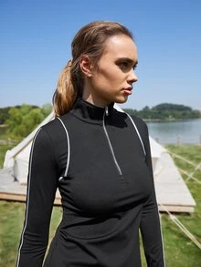 SHEIN Camiseta delgado deportivo - Negro - Ver 8