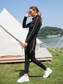 SHEIN Camiseta delgado deportivo - Negro - Ver 10