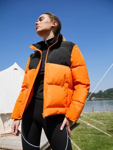 SHEIN EZwear Abrigo acolchado con bloqueo de color y bordado - Multicolor - Ver 9