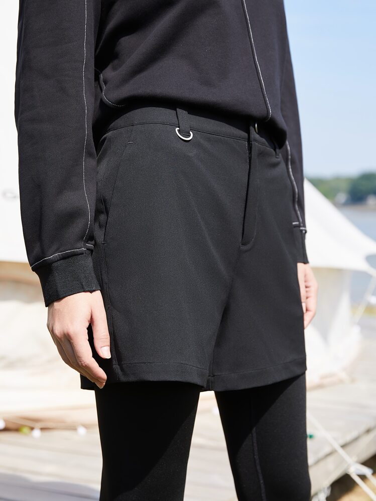 SHEIN EZwear Shorts viscosa de pierna recta - Negro - Añade 8