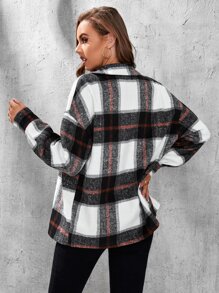 SHEIN Tall Plaid Drop Shoulder Overcoat - Multicolor - View 2