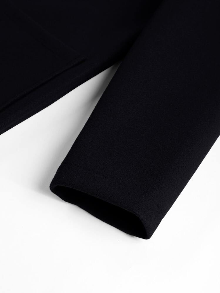 Manfinity Mode Men Lapel Neck Patched Pocket Overcoat - Black - View 6