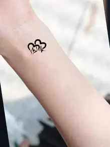 KING HORSE Heartbeat Pattern Tattoo Sticker - Black - View 6