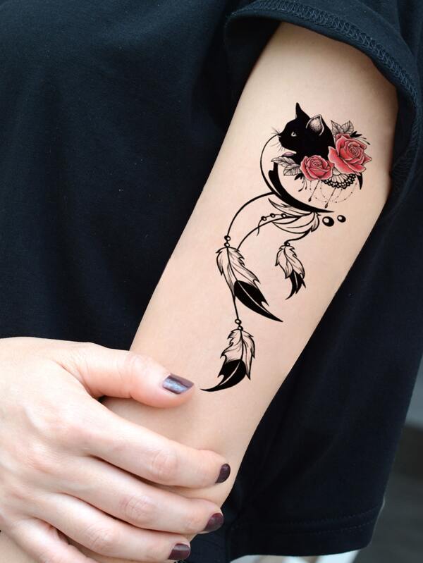 1 Feuille Sticker De Tatouage A Motif De Fleur Et De Chat Mode En Ligne Shein France 1 Feuille Sticker De Tatouage A Motif De Fleur Et De Chat Mode En Ligne Shein France