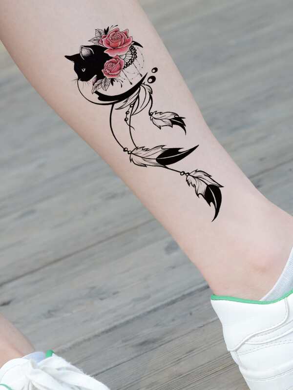 1sheet Flower Cat Pattern Tattoo Sticker Shein Eur 1sheet Flower Cat Pattern Tattoo Sticker Shein Eur