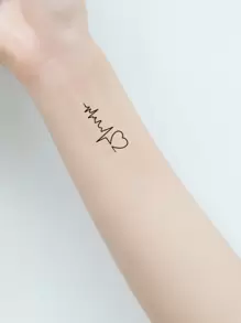 KING HORSE 心形图案纹身贴纸 - 黑色 - 查看 4