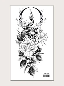 KING HORSE 1 hình xăm rắn hoa giấy - màu đen - Xem 1