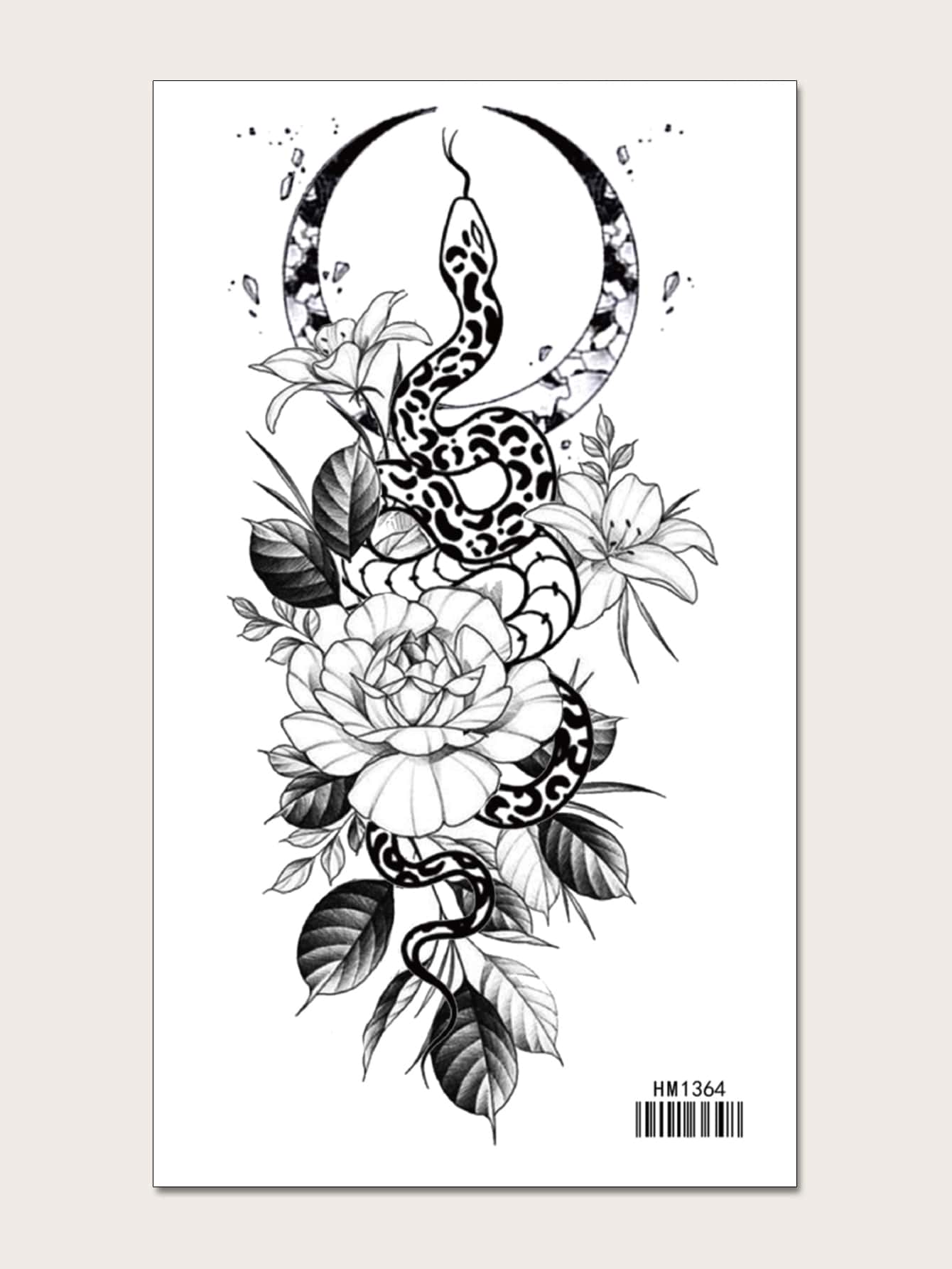 KING HORSE 1 hình xăm rắn hoa giấy - màu đen - Xem 1