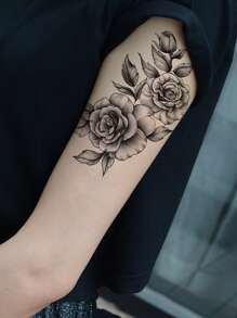 KING HORSE Tattoo Sticker, 1 Sheet Flower Pattern Temporary Tattoo For Women, Tattoo Stickers Adults, Realistic Tattoo Flower, For Women And Girls