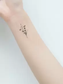 KING HORSE 花卉 & 翅膀图案纹身贴纸 - 黑色 - 查看 5