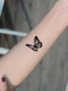 KING HORSE ملصقات وشم، ورقة واحدة من الوشم المؤقت بنقشة الفراشة للنساء، ملصقات وشم حيوانات للبالغين، وشم صناعي يبدو حقيقي، للنساء والفتيات - الأسود - مشاهدة 2