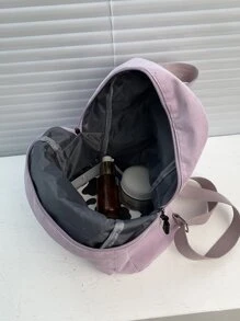 極簡風格燈芯絨前口袋經典背包 - 紫色 - 查看 5