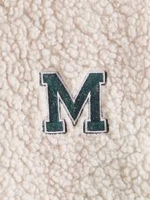 SHEIN 男孩1入組字母刺繡連帽絨毛內襯兩面可穿絎縫外套