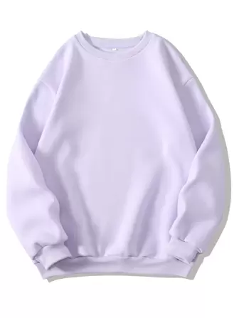 SHEIN BASICS Drop Shoulder Solid Pullover | SHEIN