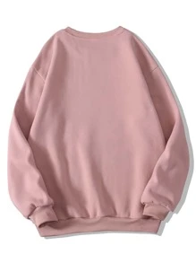 INAWLY Solid Drop Shoulder Thermal Lined Sweatshirt Graduation,Back To School Outfits,Graduation,Teacher Outfits For Women,Back To School Pullover Fall Outfit