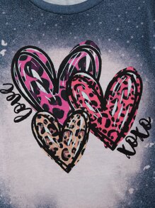 SHEIN LUNE Camiseta con estampado de corazón y letra - Multicolor - Ver 4