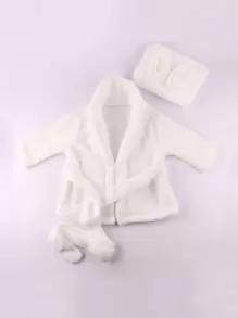 SHEIN 嬰兒女孩新生兒腰帶浴衣＆毛巾＆頭帶拍照時尚裝備